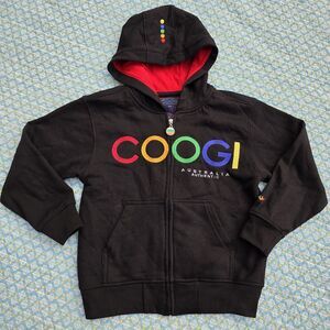 Coogi Full Zip Hoodie Sweatshirt Embroidered Black Colorful Vtg 90s Y2K Kids 5/6